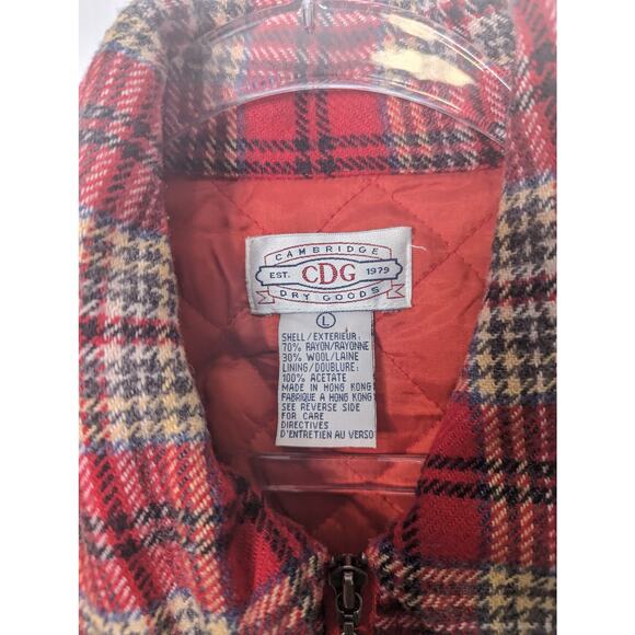 Vintage 90's Cambridge Dry Goods Red Tweed Zip Shacket Wool Blend Size Large - Picture 4 of 8